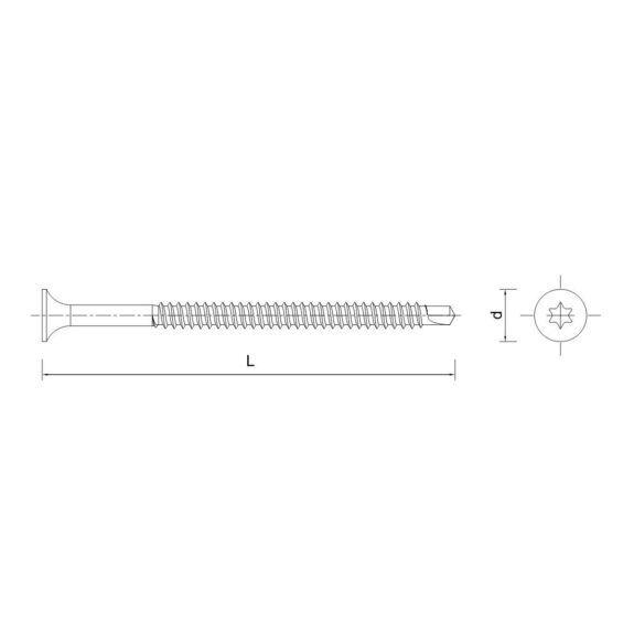 Puurotsaga-metallikruvi-R-WX-PH2-torx-TX25-joonis